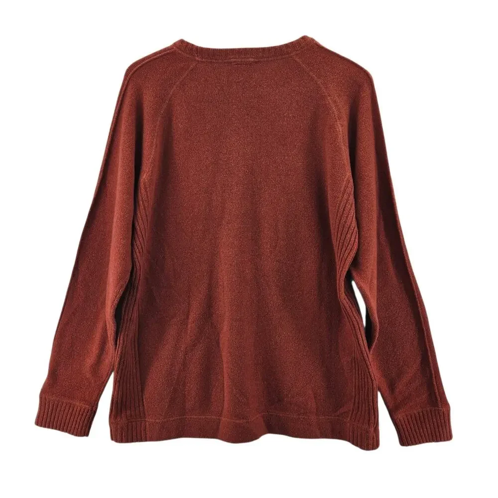 North Face Crew Neck Sweater Men Large Burnt Orange Wool Cotton Gorpcore Outdoor